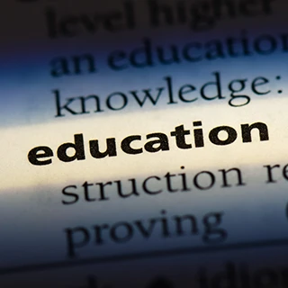 Dictionary page zoomed in on the word Education